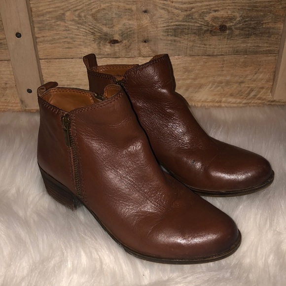 Lucky Brand Shoes - Lucky Brand Brown Leather Zipper Booties Size 7